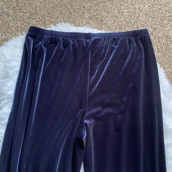 Easy Wear by Chico’s Velour Pants and Top Outfit Short Sleeve Blue Women’s Large - Picture 8 of 12